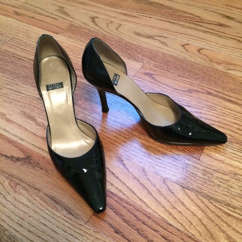 Stuart Weitzman black patent d'orsay heels